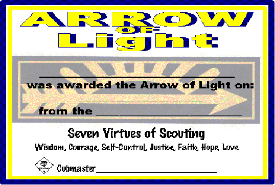 Arrow of Light Certificate (PDF file) The Idea Door