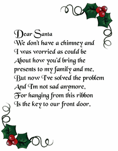 Santa's Key – Poems printables – The Idea Door