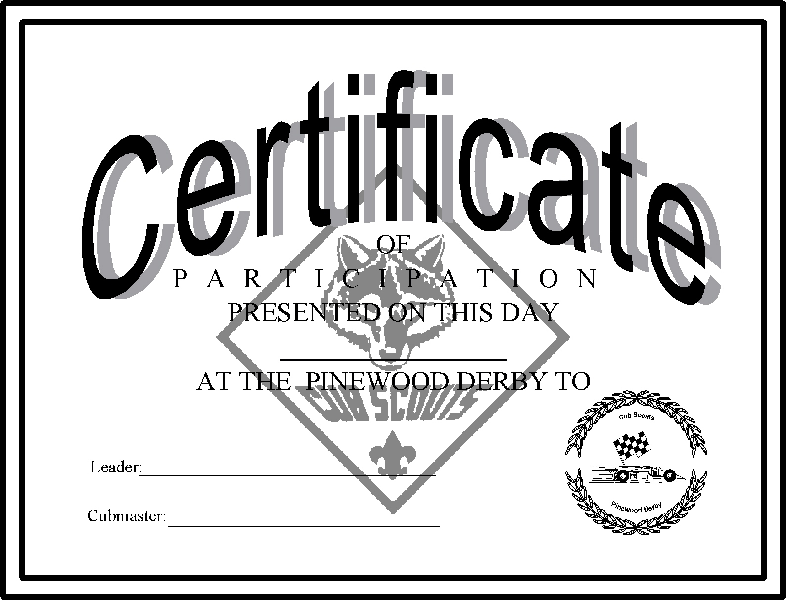 Pinewood Derby Certificates Regarding Pinewood Derby Certificate Template