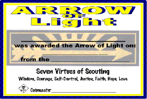 Arrow of Light Certificate (PDF file)