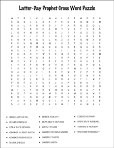 Latter-day Prophets word search