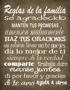 Subway art Family rules spanish brown sm