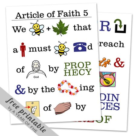 Articles Of Faith Memorization Chart