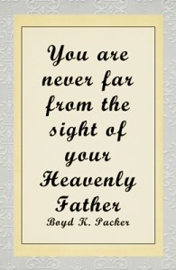 You are never far from the sight of your Heavenly Father -Boyd K. Packer