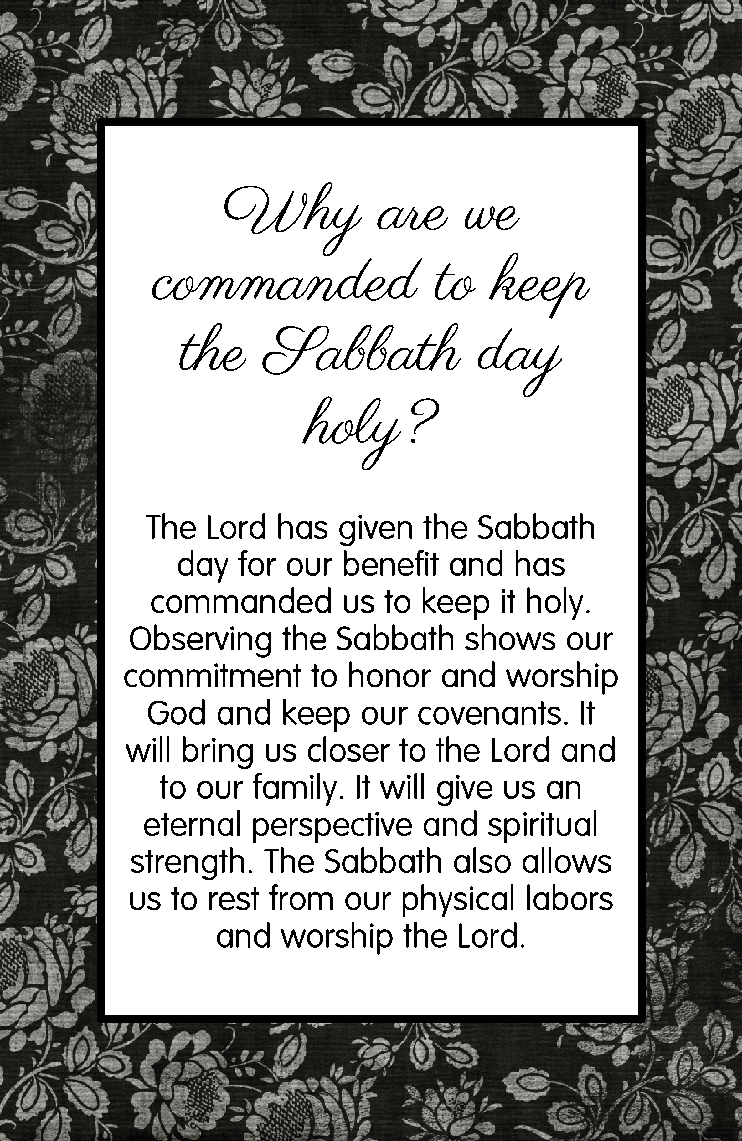 Why Are We Commanded To Keep The Sabbath Day Holy